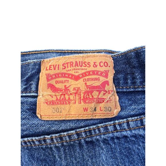 Men’s W34 L30 Levi’s Straight Leg Jeans Medium Wash Distressed READ 501 - Picture 3 of 5